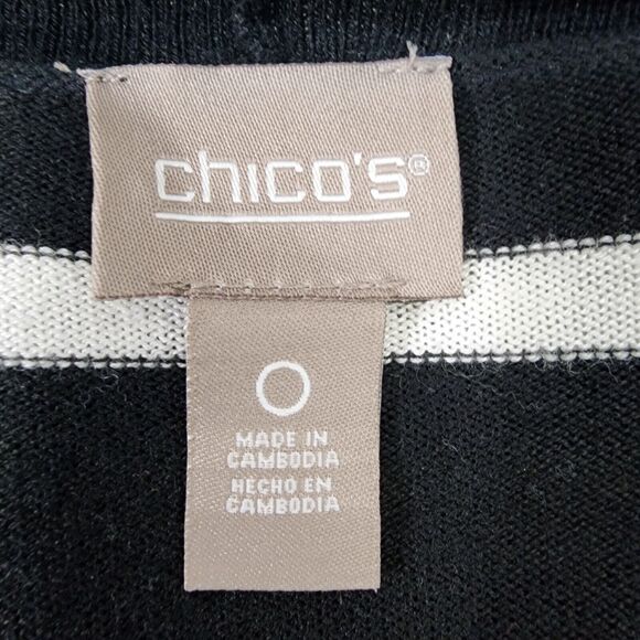 Chico's Cardigan Sweater Womens Size 0 Small Stripe Colorblock Long Open Front - Picture 8 of 11